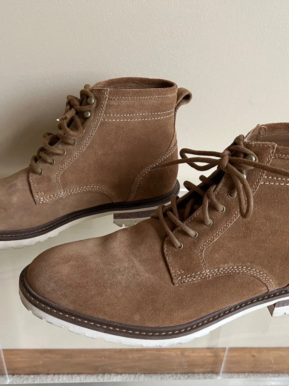 Johnston & Murphy Men's Barrett Plain Toe Boots Tan Leather Size 9.5